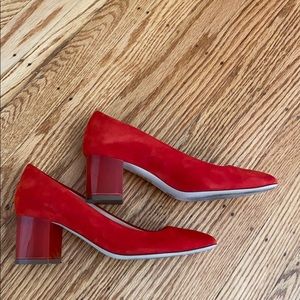 Jcrew beautiful Suede Leather Pumps Red Sz 6.5